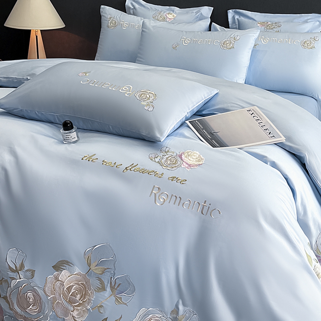 91家纺网 家纺一手货源 找家纺 博纳家纺 2025新款纯棉绣花四件套-繁花似梦 繁花似梦-天蓝