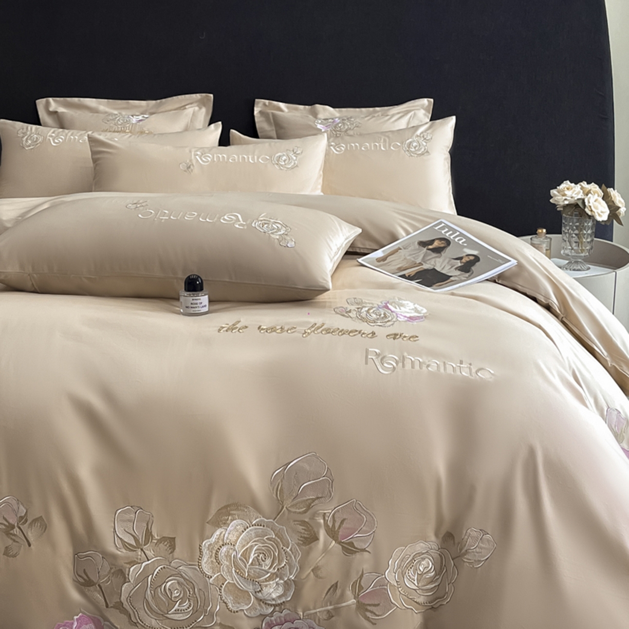 91家纺网 家纺一手货源 找家纺 博纳家纺 2025新款纯棉绣花四件套-繁花似梦 繁花似梦-香槟