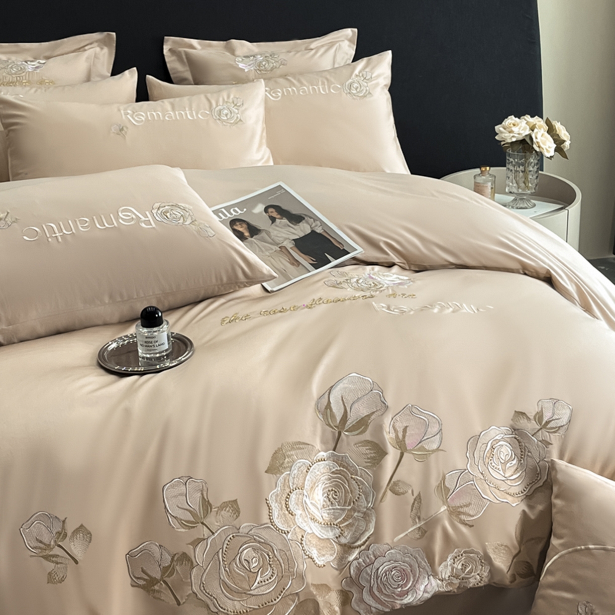 91家纺网 家纺一手货源 找家纺 博纳家纺 2025新款纯棉绣花四件套-繁花似梦 繁花似梦-香槟