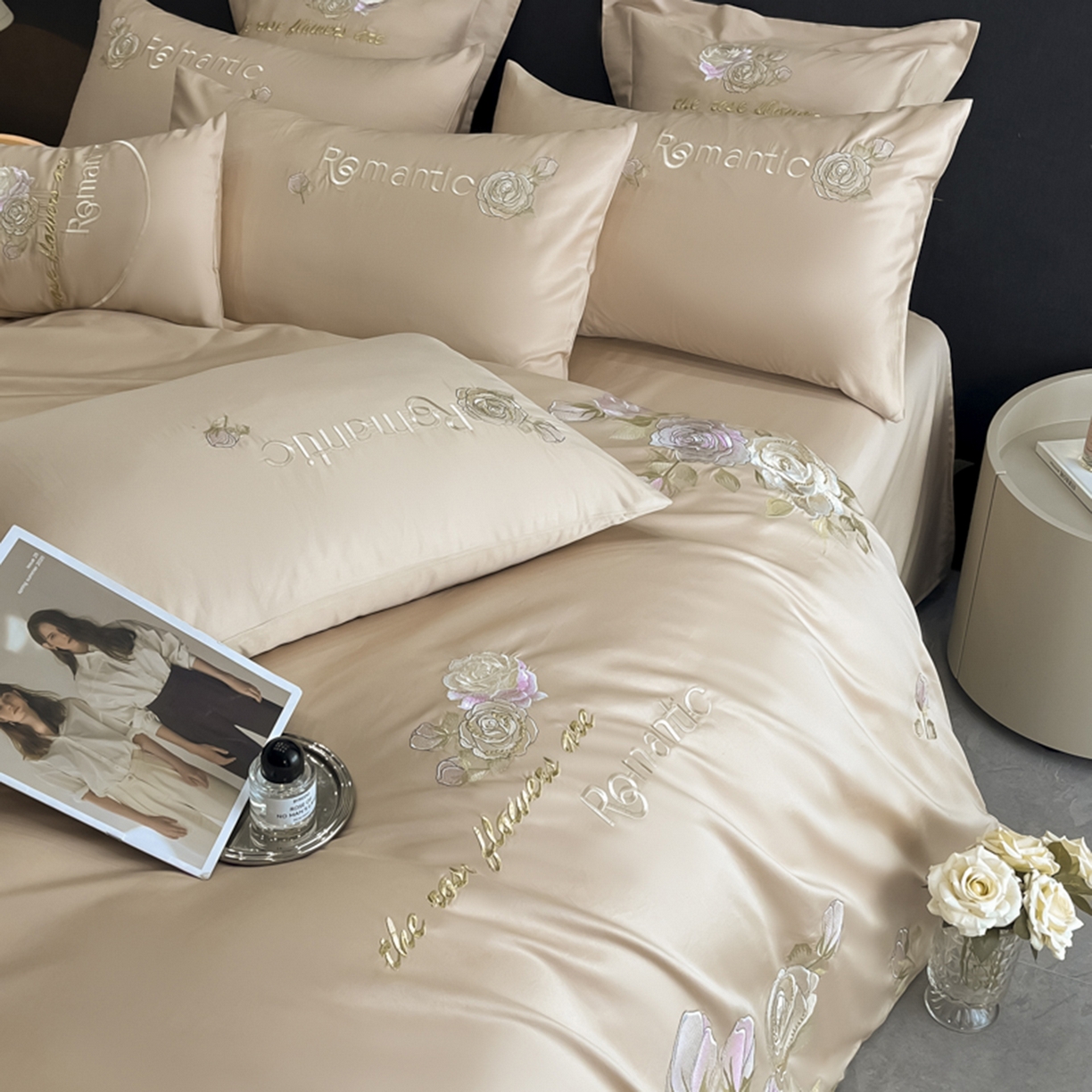 91家纺网 家纺一手货源 找家纺 博纳家纺 2025新款纯棉绣花四件套-繁花似梦 繁花似梦-香槟