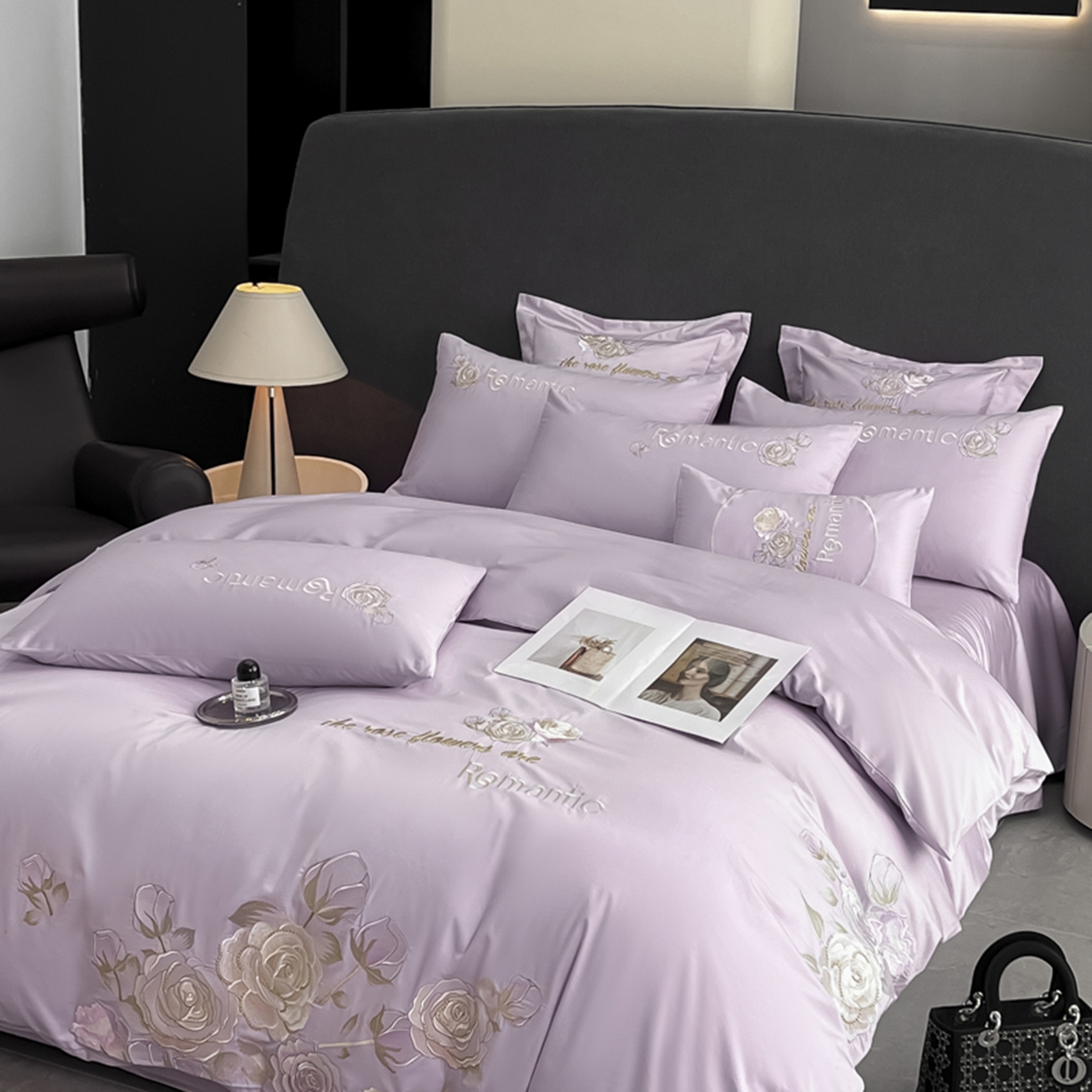 91家纺网 家纺一手货源 找家纺 博纳家纺 2025新款纯棉绣花四件套-繁花似梦 繁花似梦-香芋紫