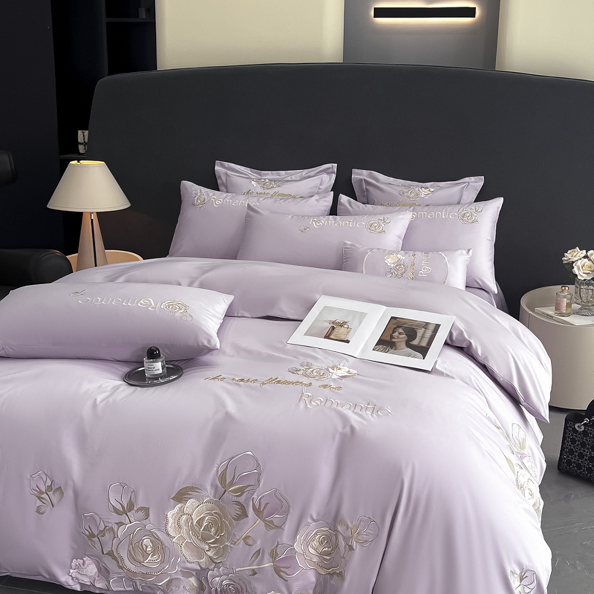 91家纺网 家纺一手货源 找家纺 博纳家纺 2025新款纯棉绣花四件套-繁花似梦 繁花似梦-香芋紫