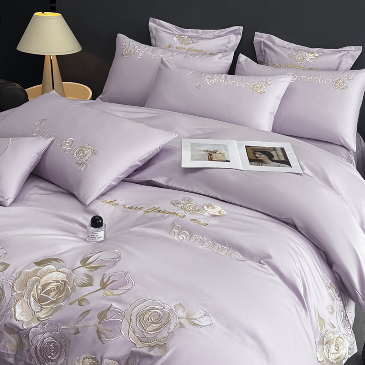 91家纺网 家纺一手货源 找家纺 博纳家纺 2025新款纯棉绣花四件套-繁花似梦 繁花似梦-香芋紫