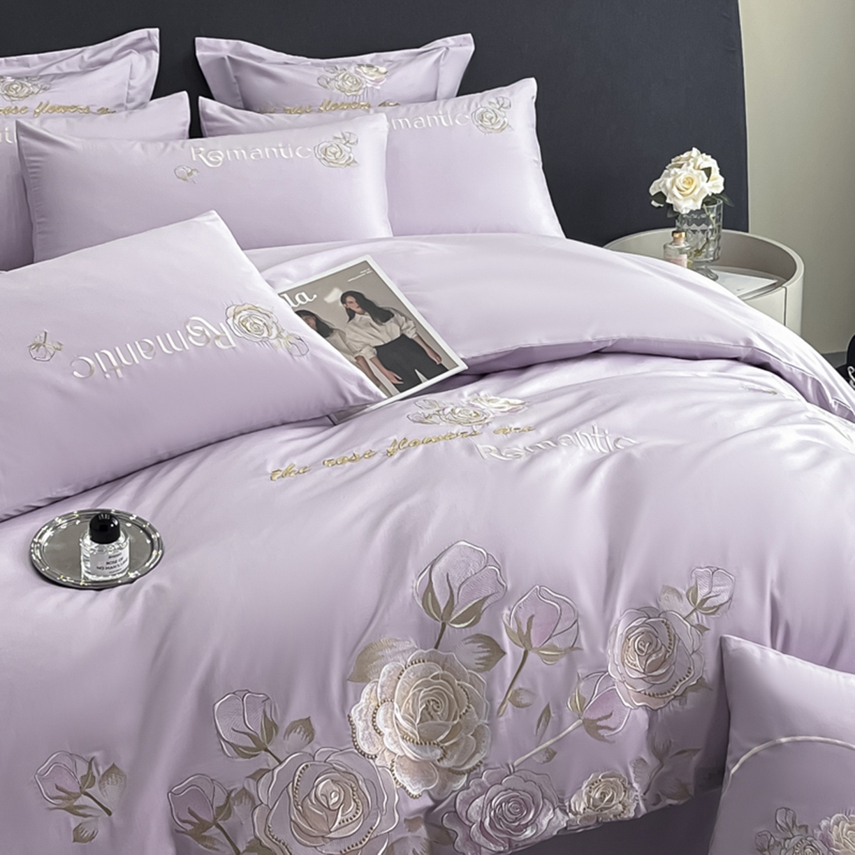 91家纺网 家纺一手货源 找家纺 博纳家纺 2025新款纯棉绣花四件套-繁花似梦 繁花似梦-香芋紫