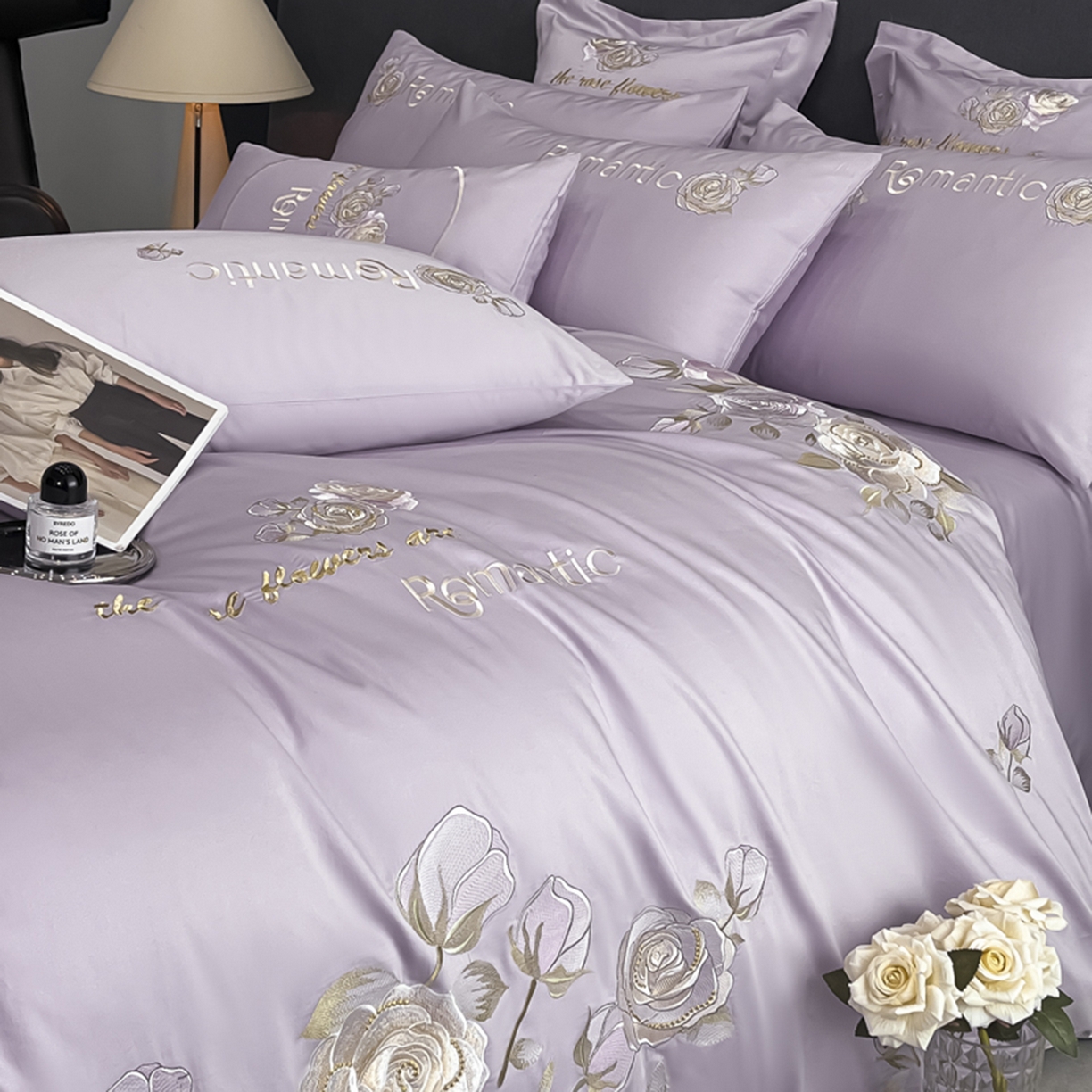 91家纺网 家纺一手货源 找家纺 博纳家纺 2025新款纯棉绣花四件套-繁花似梦 繁花似梦-香芋紫