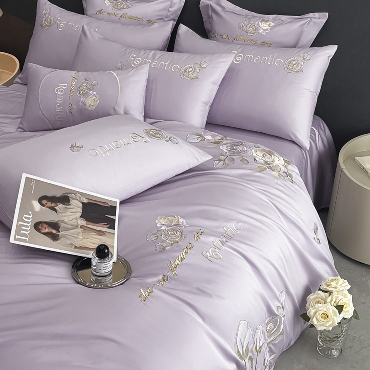 91家纺网 家纺一手货源 找家纺 博纳家纺 2025新款纯棉绣花四件套-繁花似梦 繁花似梦-香芋紫