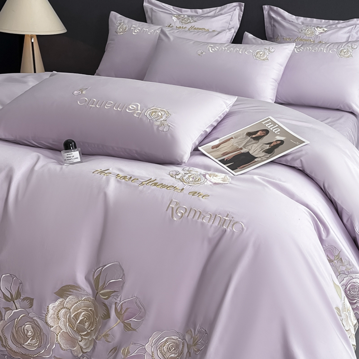 91家纺网 家纺一手货源 找家纺 博纳家纺 2025新款纯棉绣花四件套-繁花似梦 繁花似梦-香芋紫