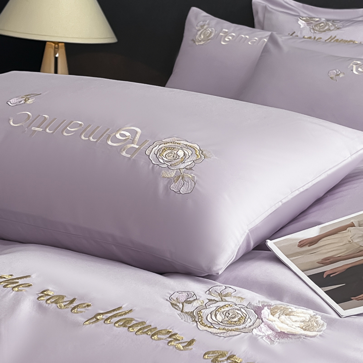 91家纺网 家纺一手货源 找家纺 博纳家纺 2025新款纯棉绣花四件套-繁花似梦 繁花似梦-香芋紫