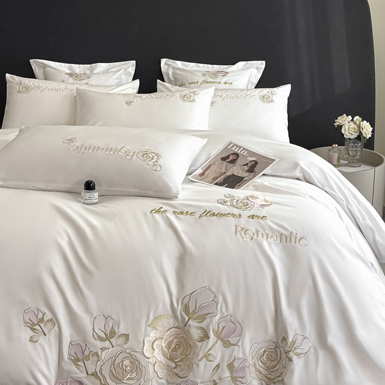 91家纺网 家纺一手货源 找家纺 博纳家纺 2025新款纯棉绣花四件套-繁花似梦 繁花似梦-象牙白