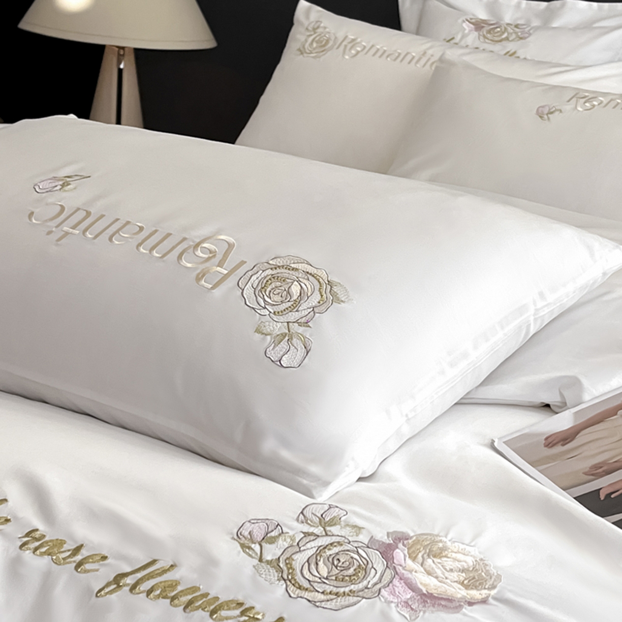 91家纺网 家纺一手货源 找家纺 博纳家纺 2025新款纯棉绣花四件套-繁花似梦 繁花似梦-象牙白