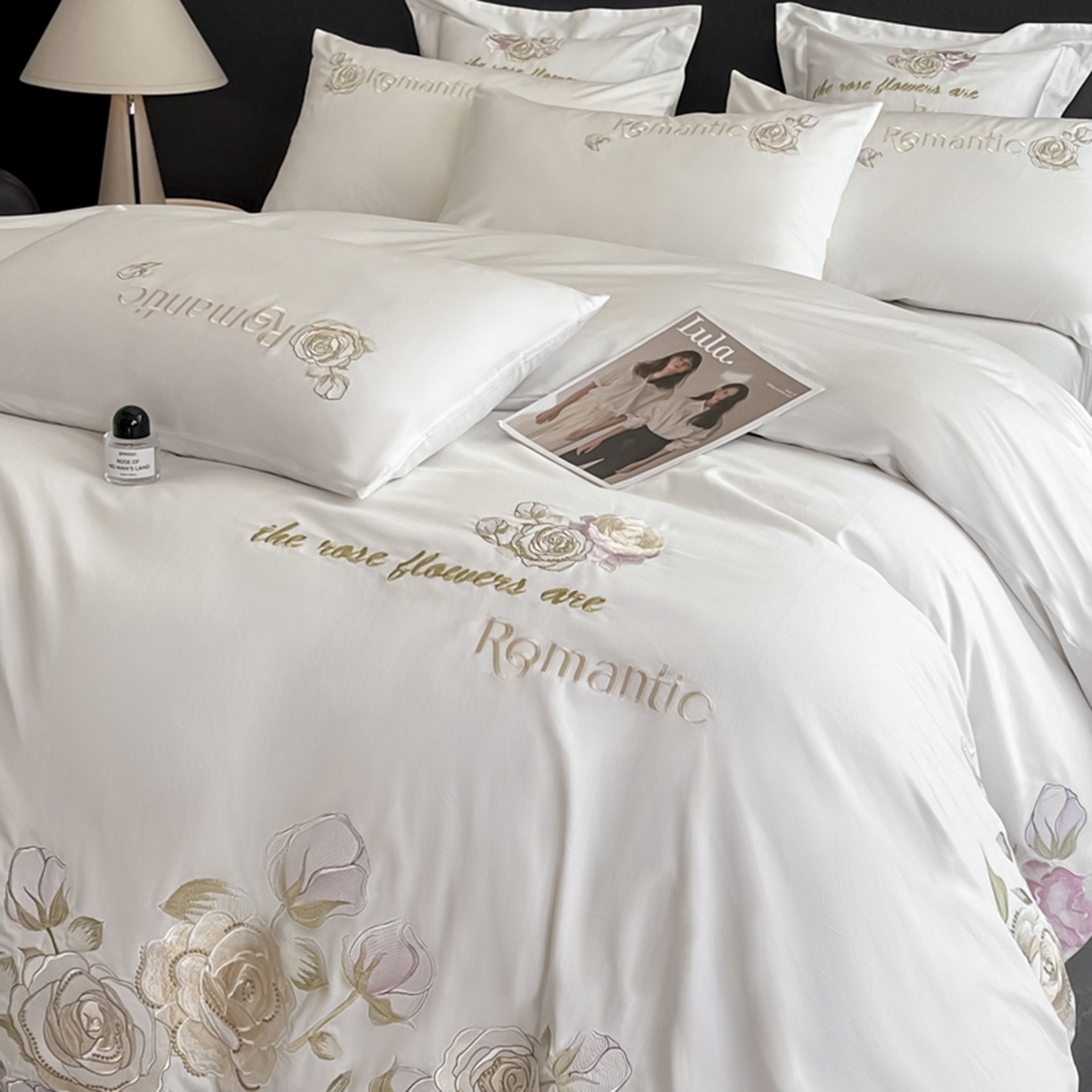 91家纺网 家纺一手货源 找家纺 博纳家纺 2025新款纯棉绣花四件套-繁花似梦 繁花似梦-象牙白