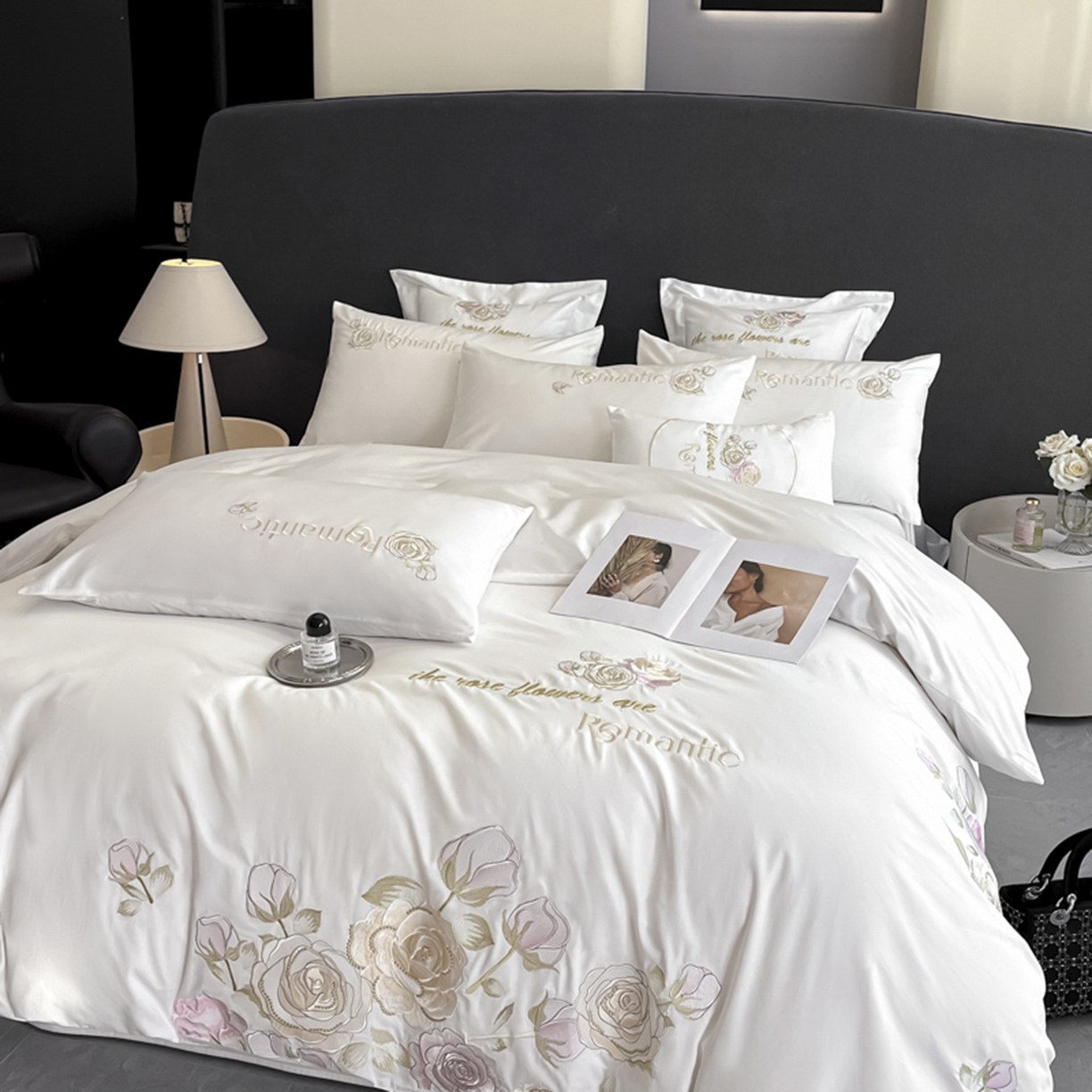 91家纺网 家纺一手货源 找家纺 博纳家纺 2025新款纯棉绣花四件套-繁花似梦 繁花似梦-象牙白