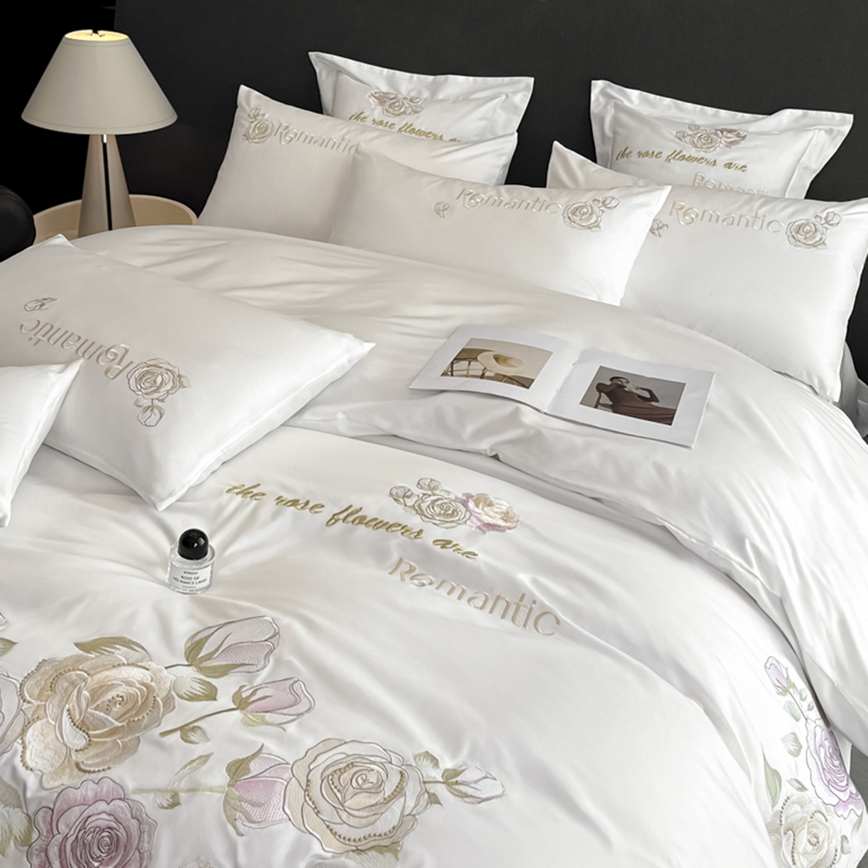 91家纺网 家纺一手货源 找家纺 博纳家纺 2025新款纯棉绣花四件套-繁花似梦 繁花似梦-象牙白