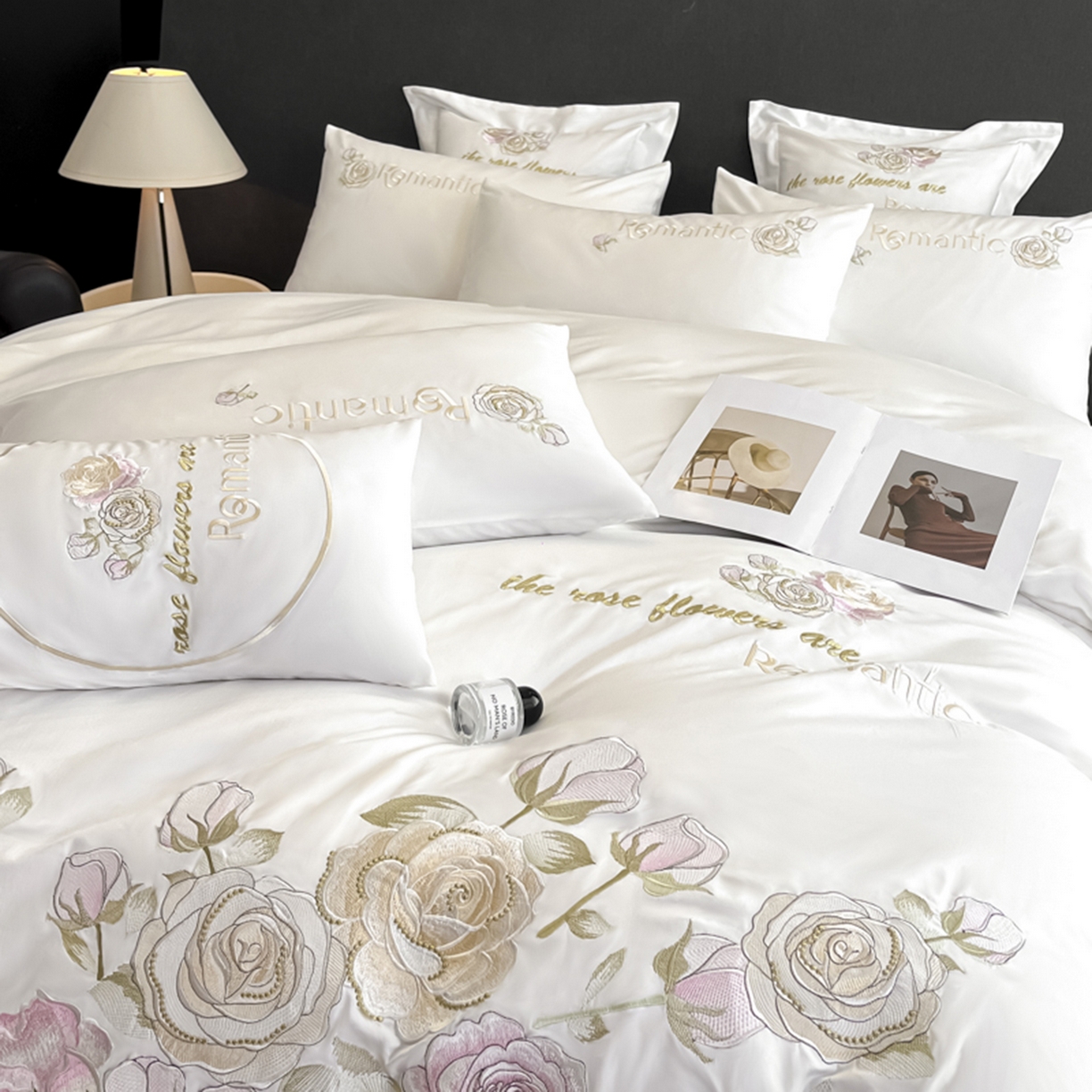 91家纺网 家纺一手货源 找家纺 博纳家纺 2025新款纯棉绣花四件套-繁花似梦 繁花似梦-象牙白