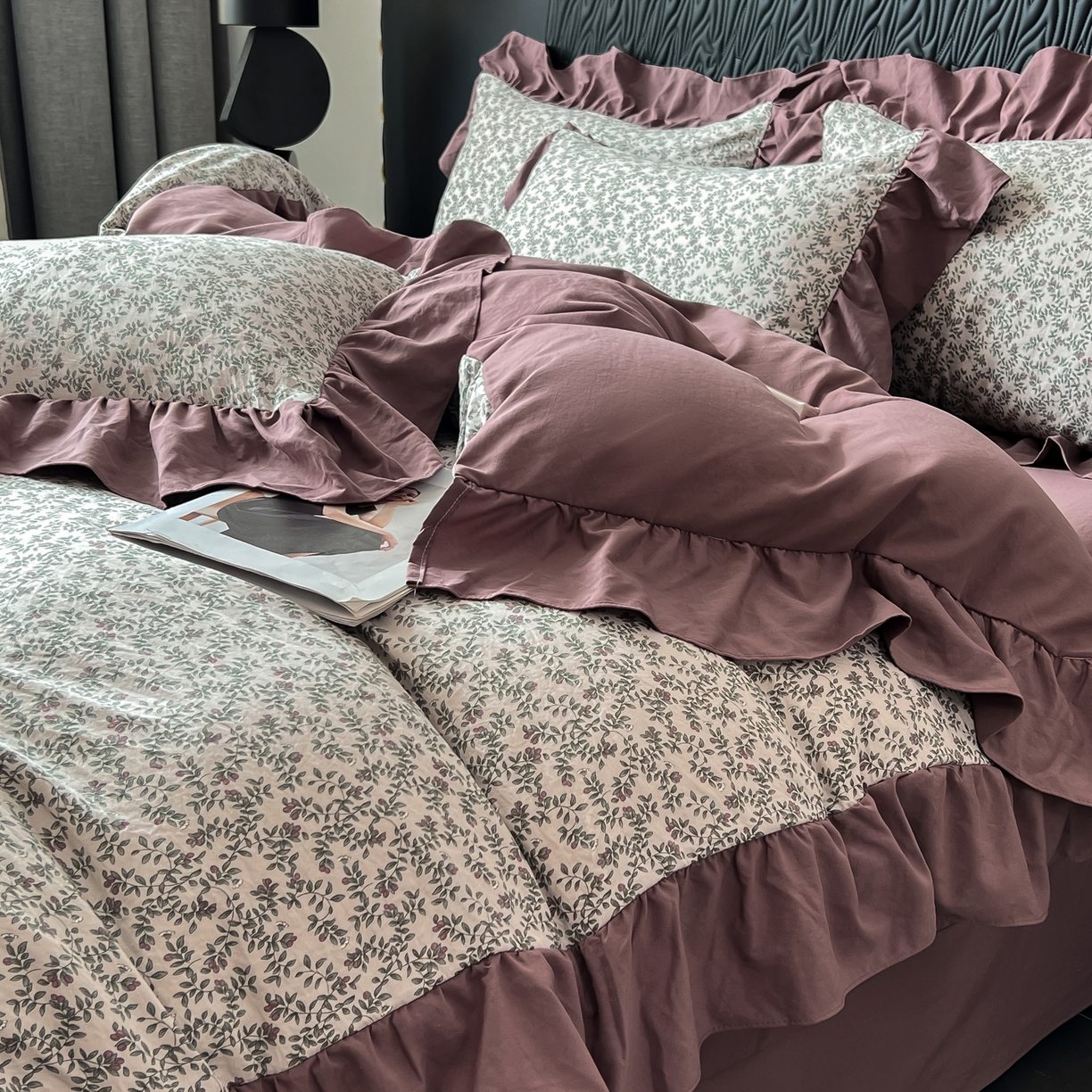 91家纺网 家纺一手货源 找家纺 豫见家纺 2025新款云感棉花边四件套 庭院春深