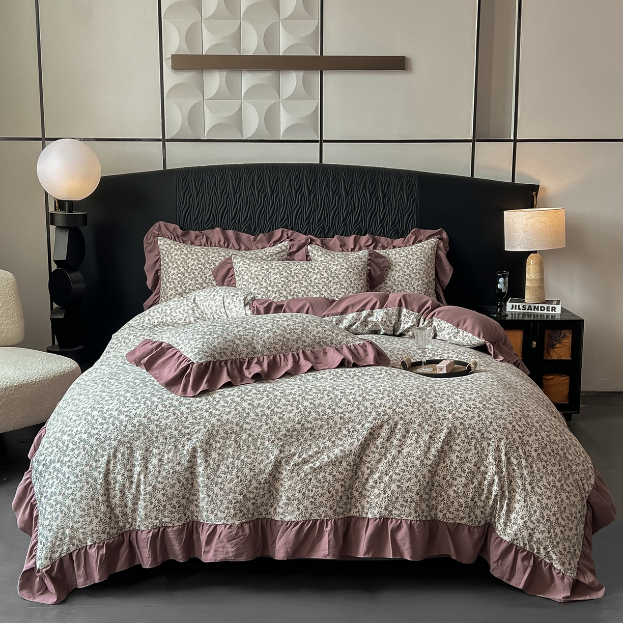 豫见家纺 2025新款云感棉花边四件套 庭院春深