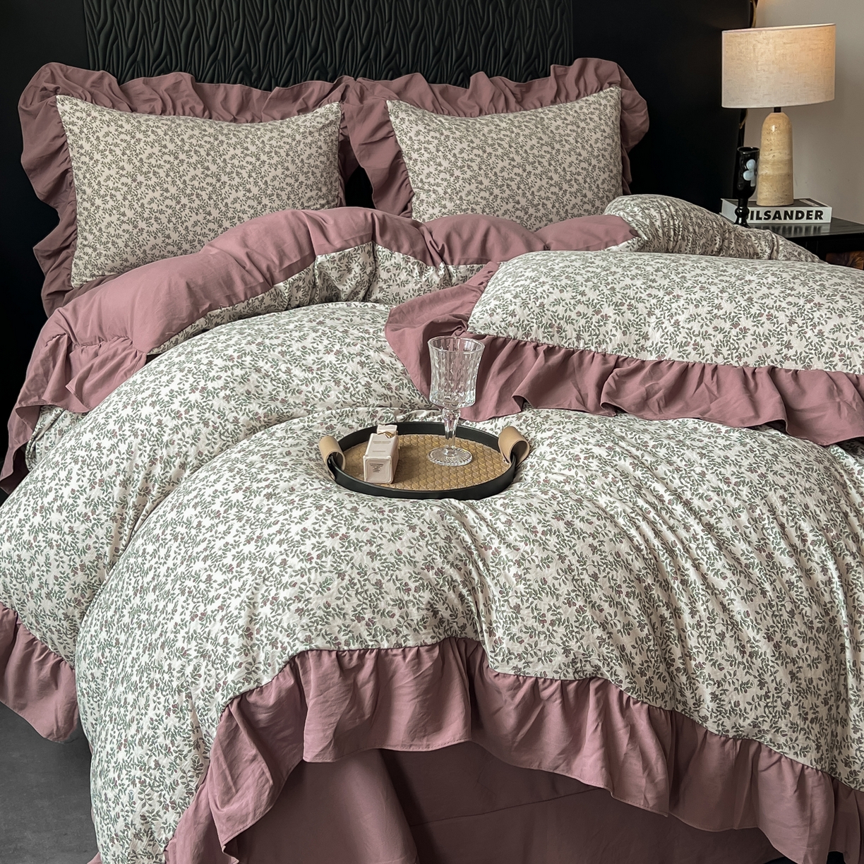 91家纺网 家纺一手货源 找家纺 豫见家纺 2025新款云感棉花边四件套 庭院春深