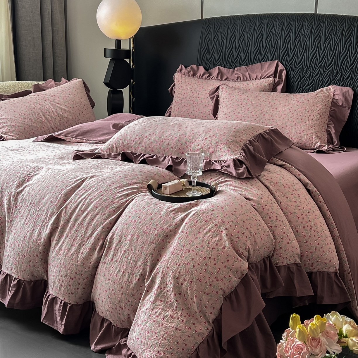 91家纺网 家纺一手货源 找家纺 豫见家纺 2025新款云感棉花边四件套 樱桃季