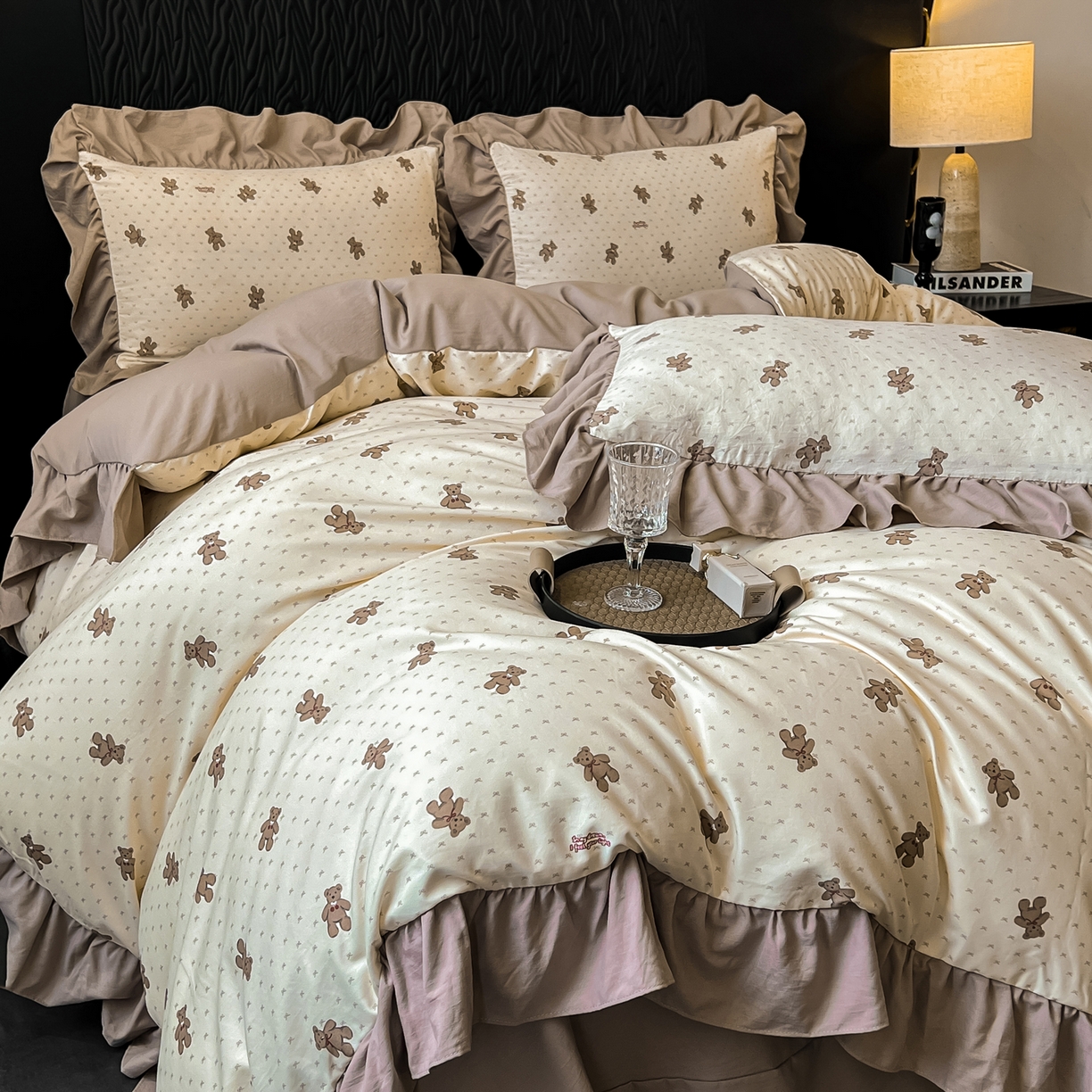 91家纺网 家纺一手货源 找家纺 豫见家纺 2025新款云感棉花边四件套 梦想熊