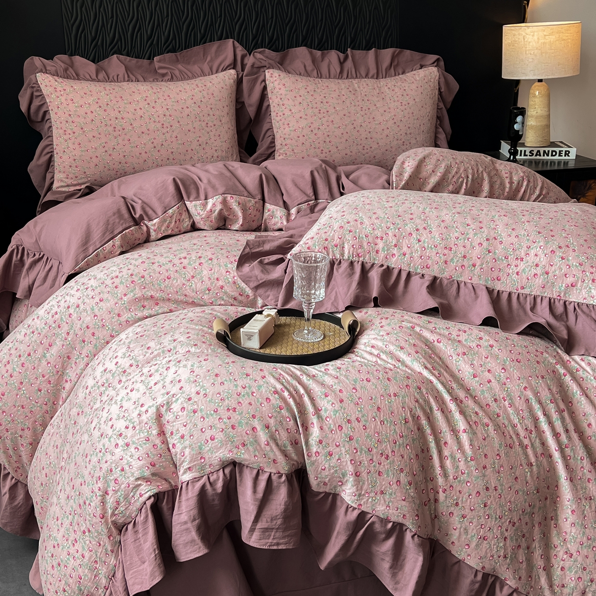 91家纺网 家纺一手货源 找家纺 豫见家纺 2025新款云感棉花边四件套 樱桃季