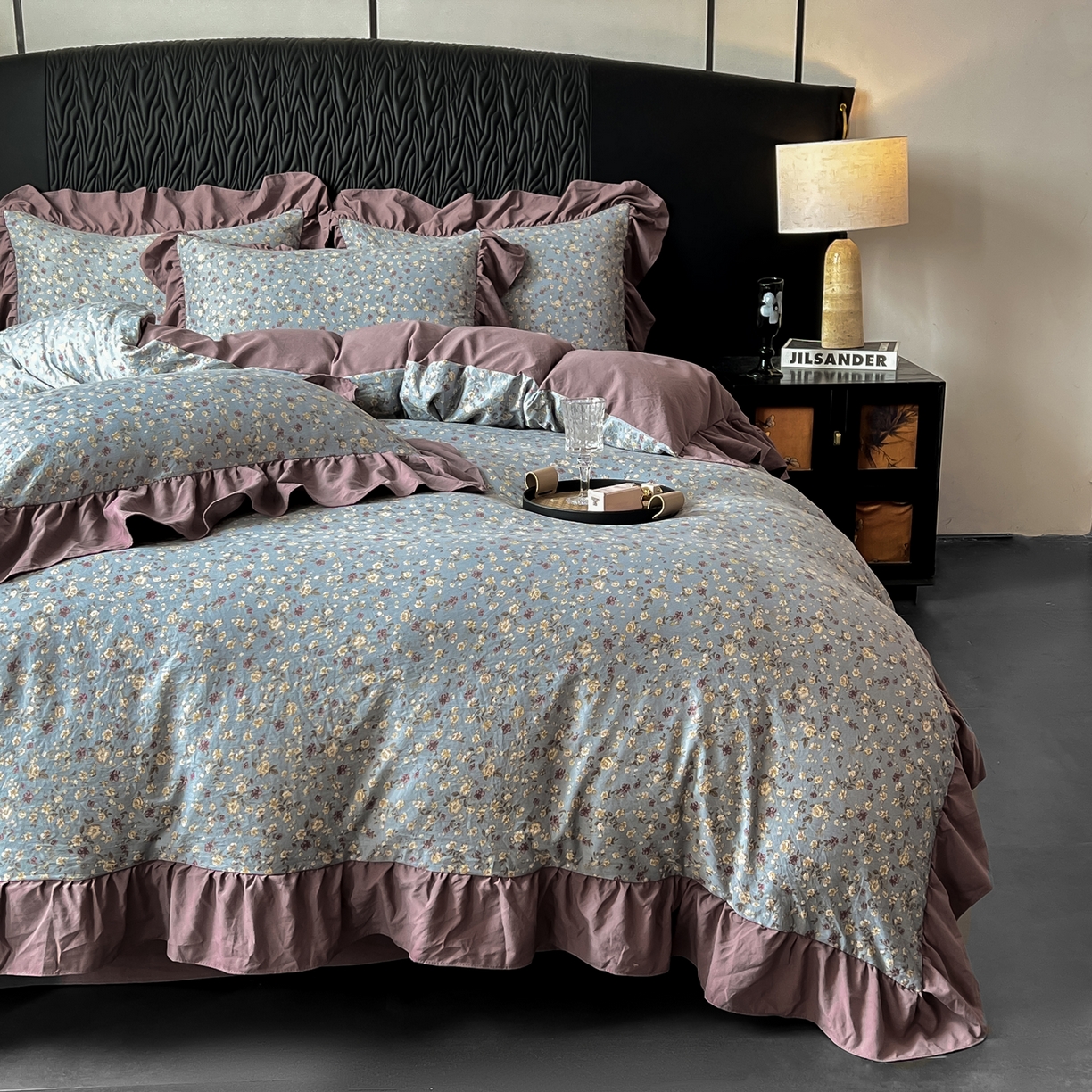 91家纺网 家纺一手货源 找家纺 豫见家纺 2025新款云感棉花边四件套 桐秋红