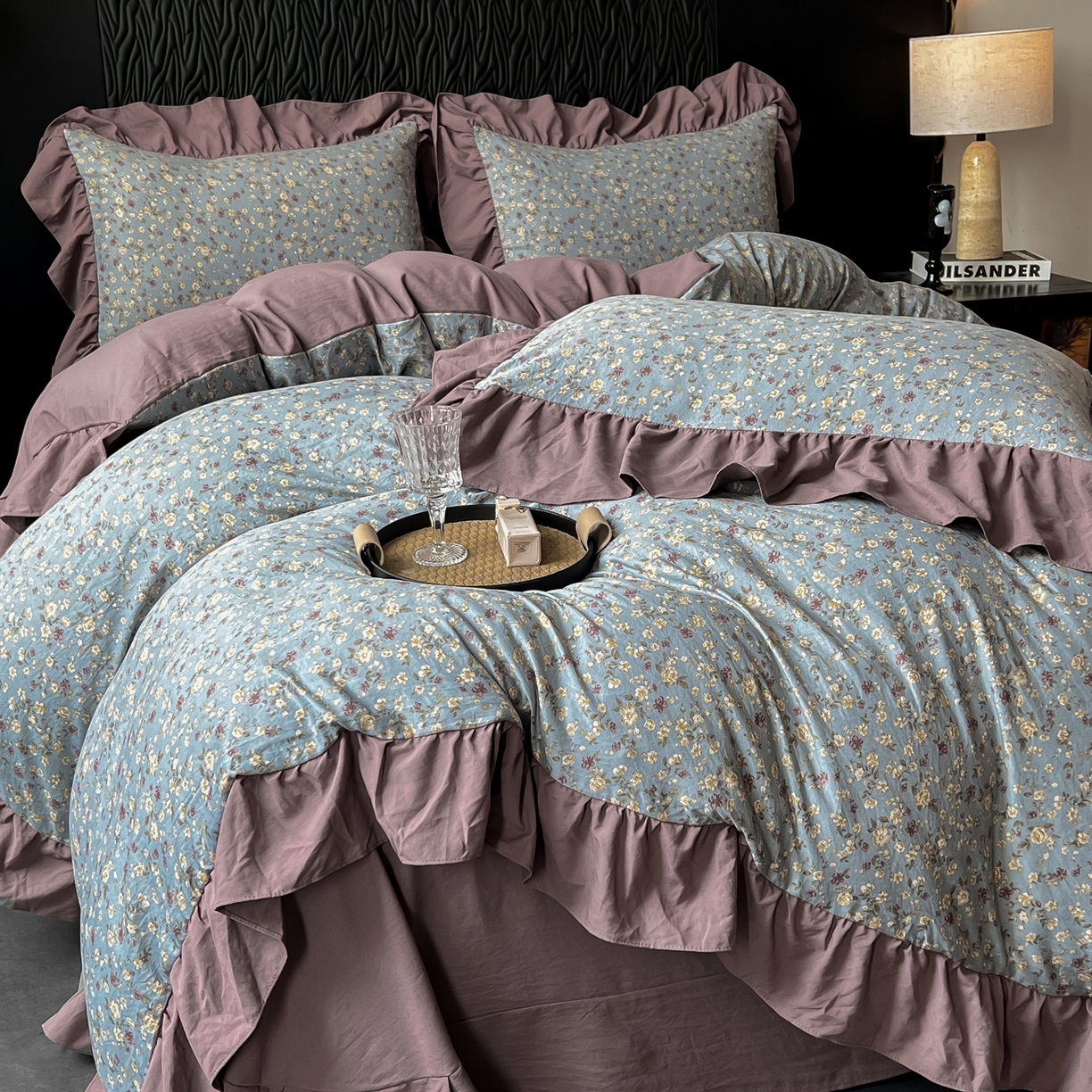 91家纺网 家纺一手货源 找家纺 豫见家纺 2025新款云感棉花边四件套 桐秋红