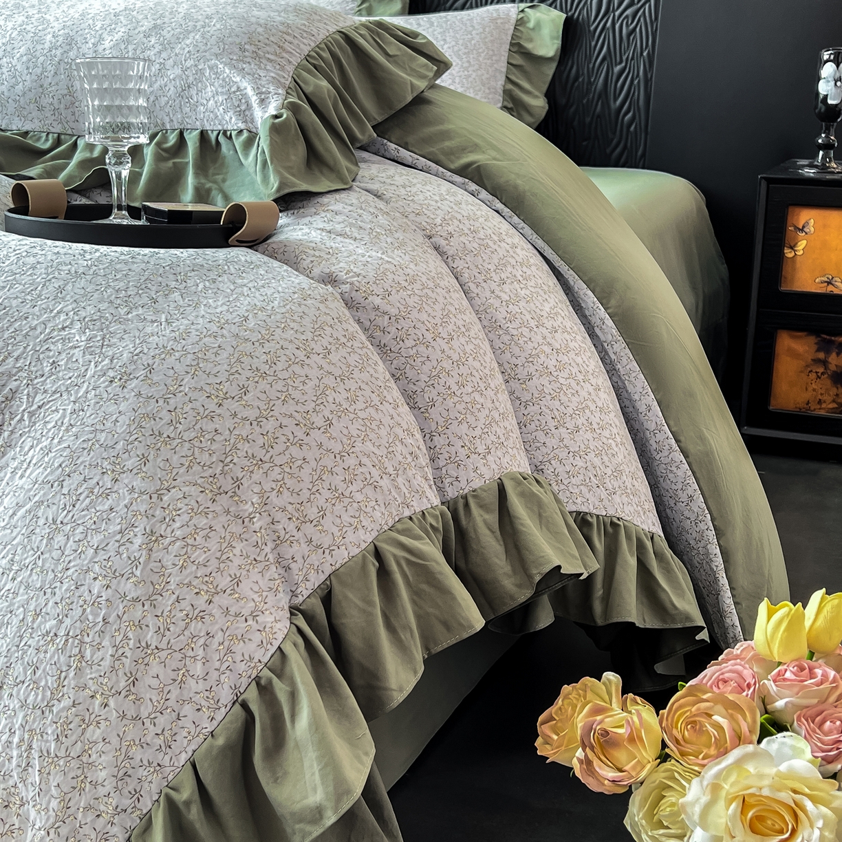 91家纺网 家纺一手货源 找家纺 豫见家纺 2025新款云感棉花边四件套 曼塔庄园