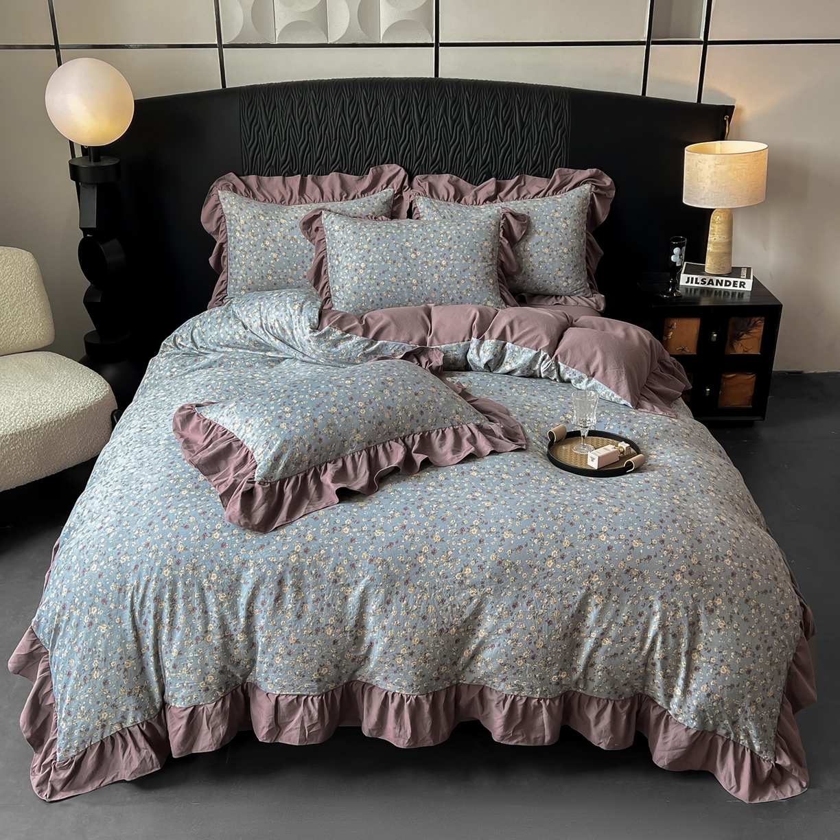 91家纺网 家纺一手货源 找家纺 豫见家纺 2025新款云感棉花边四件套 桐秋红