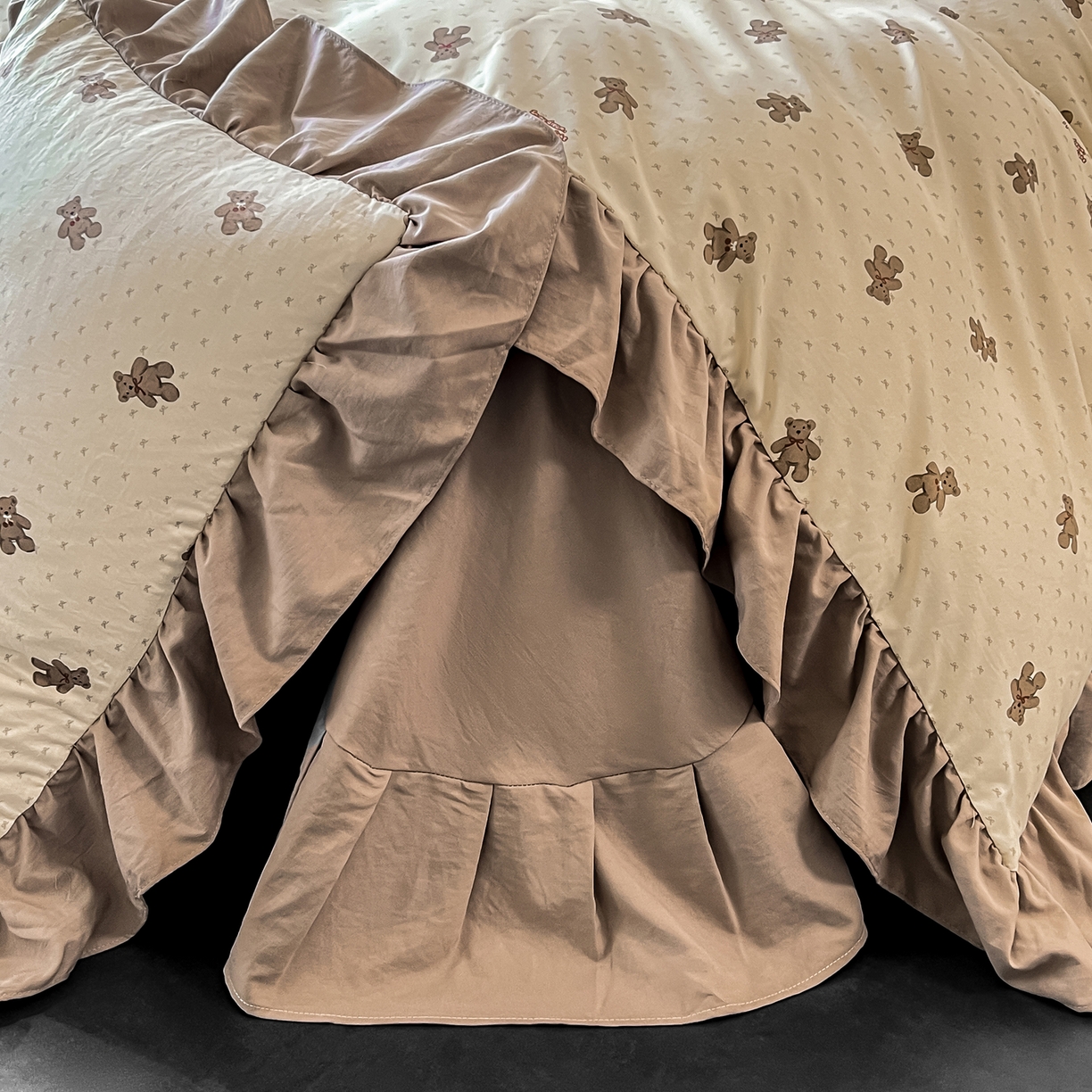 91家纺网 家纺一手货源 找家纺 豫见家纺 2025新款云感棉花边四件套 梦想熊