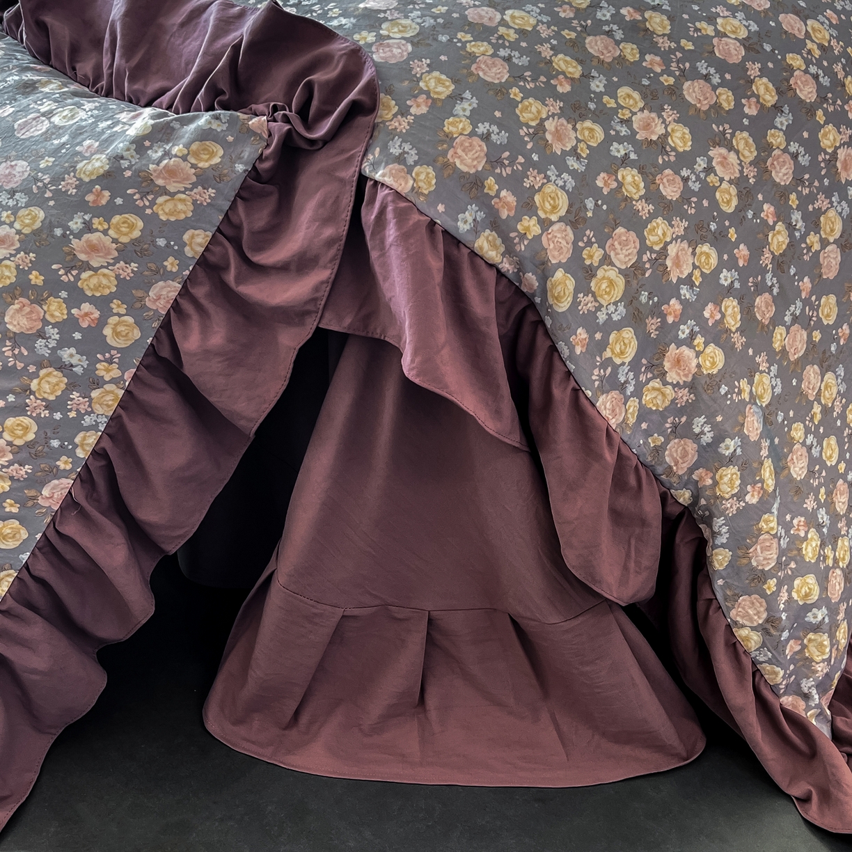 91家纺网 家纺一手货源 找家纺 豫见家纺 2025新款云感棉花边四件套 花盏灰