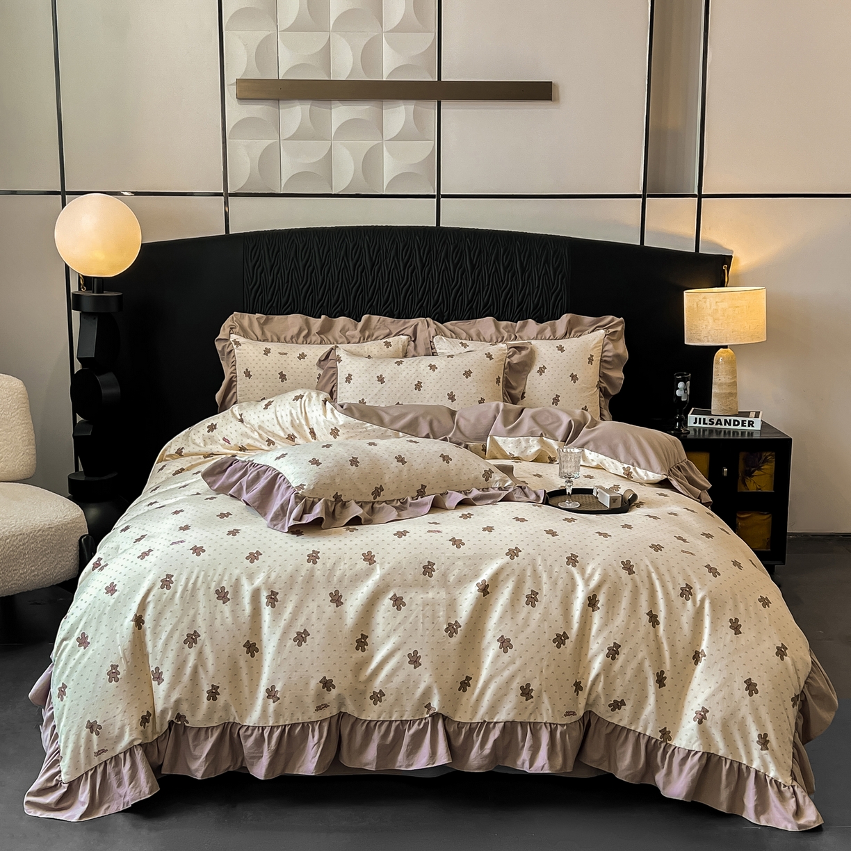 豫见家纺 2025新款云感棉花边四件套 梦想熊