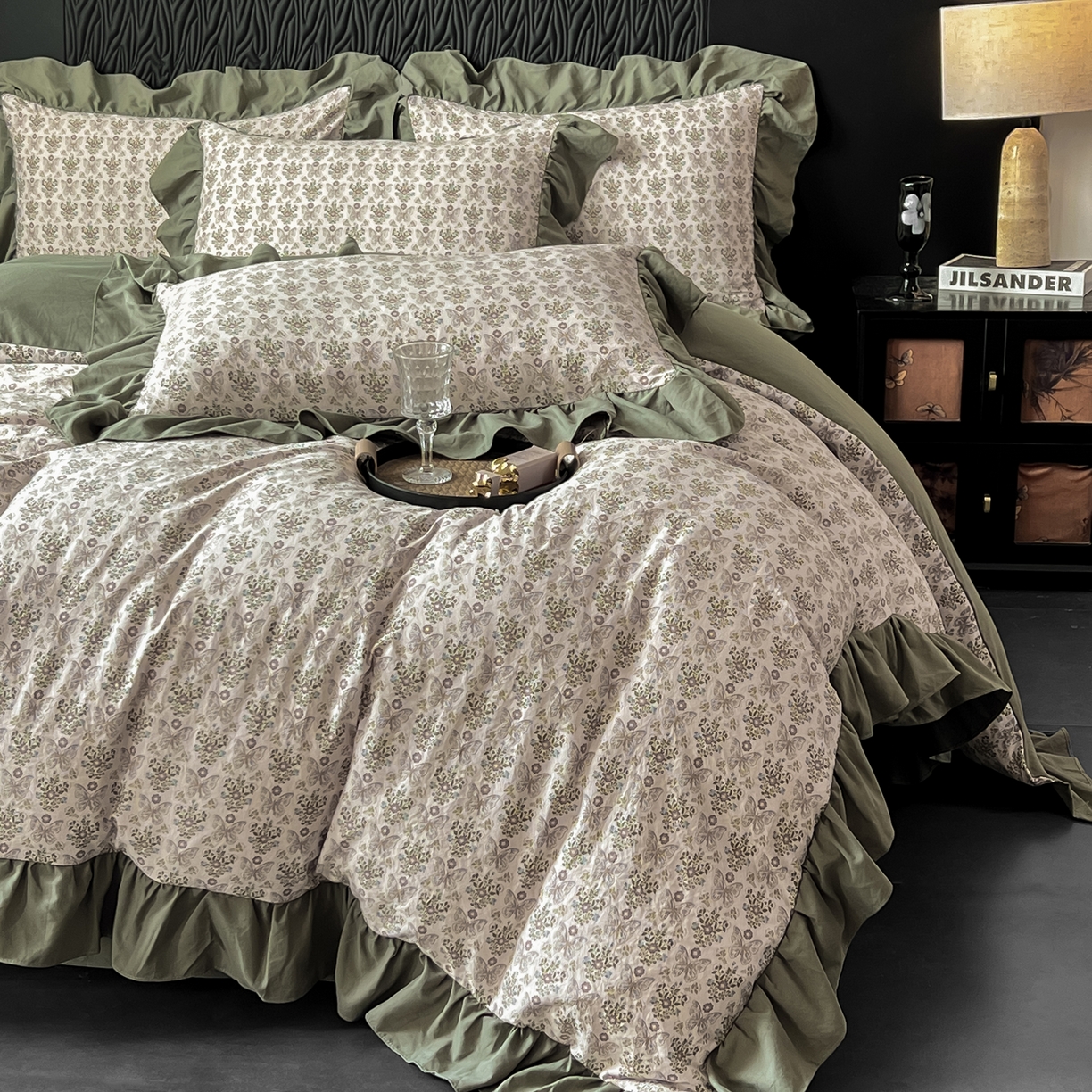 91家纺网 家纺一手货源 找家纺 豫见家纺 2025新款云感棉花边四件套 花间蝴蝶