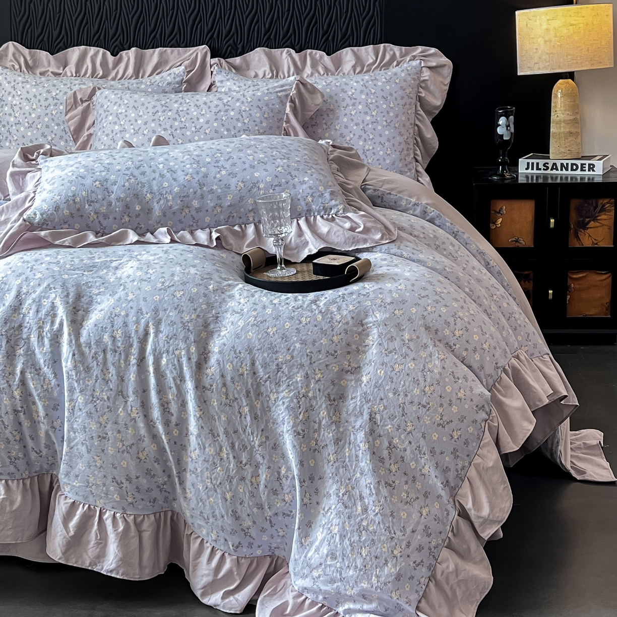 91家纺网 家纺一手货源 找家纺 豫见家纺 2025新款云感棉花边四件套 晴大兰