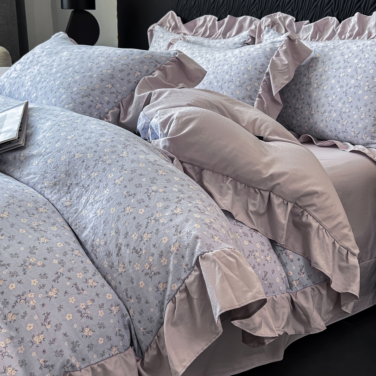 91家纺网 家纺一手货源 找家纺 豫见家纺 2025新款云感棉花边四件套 晴大兰