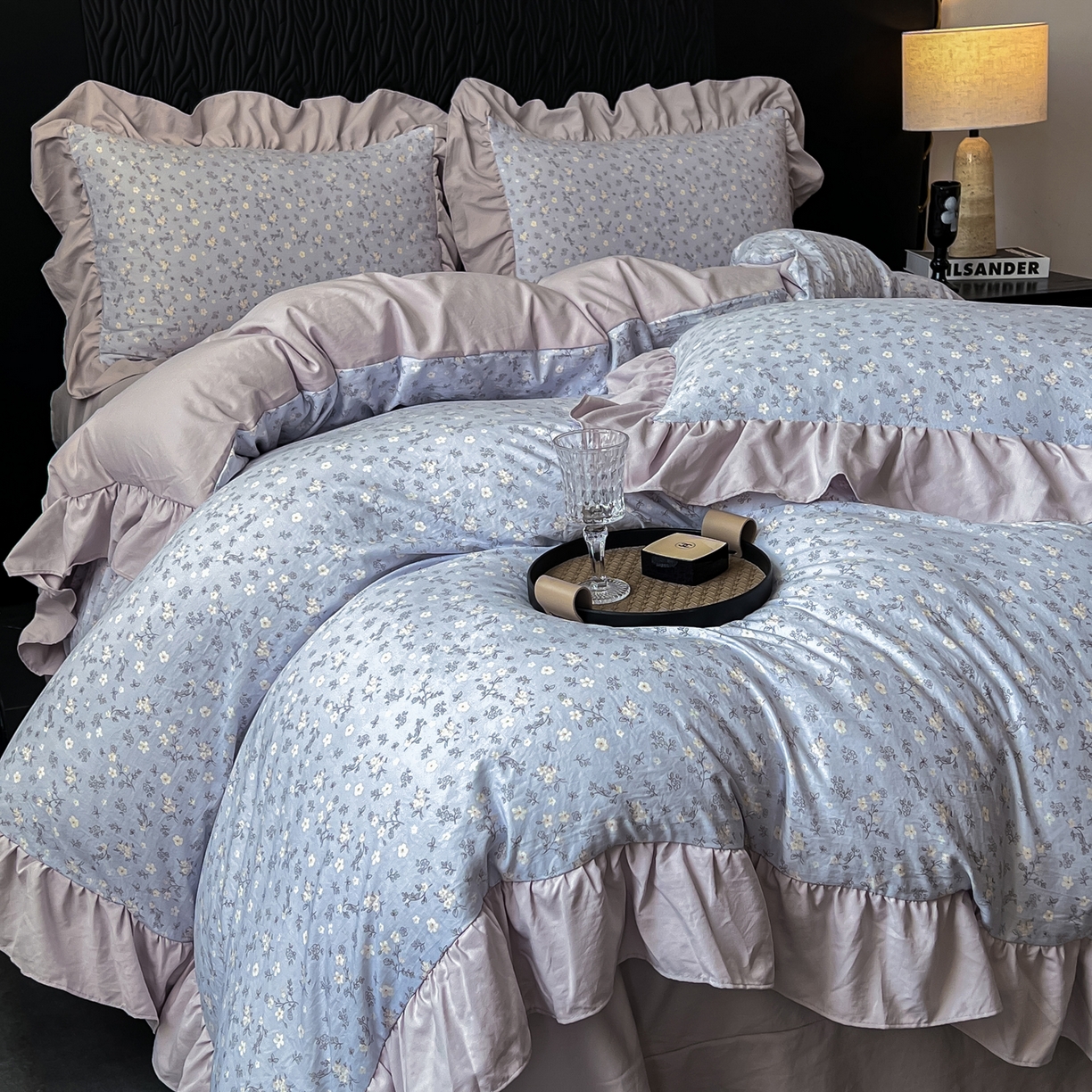 91家纺网 家纺一手货源 找家纺 豫见家纺 2025新款云感棉花边四件套 晴大兰