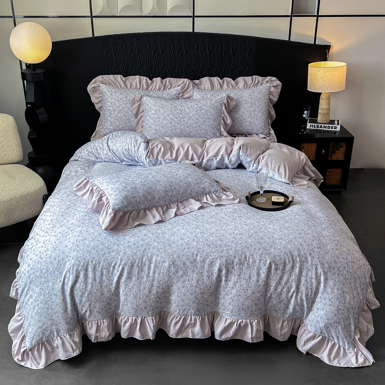 91家纺网 家纺一手货源 找家纺 豫见家纺 2025新款云感棉花边四件套 晴大兰