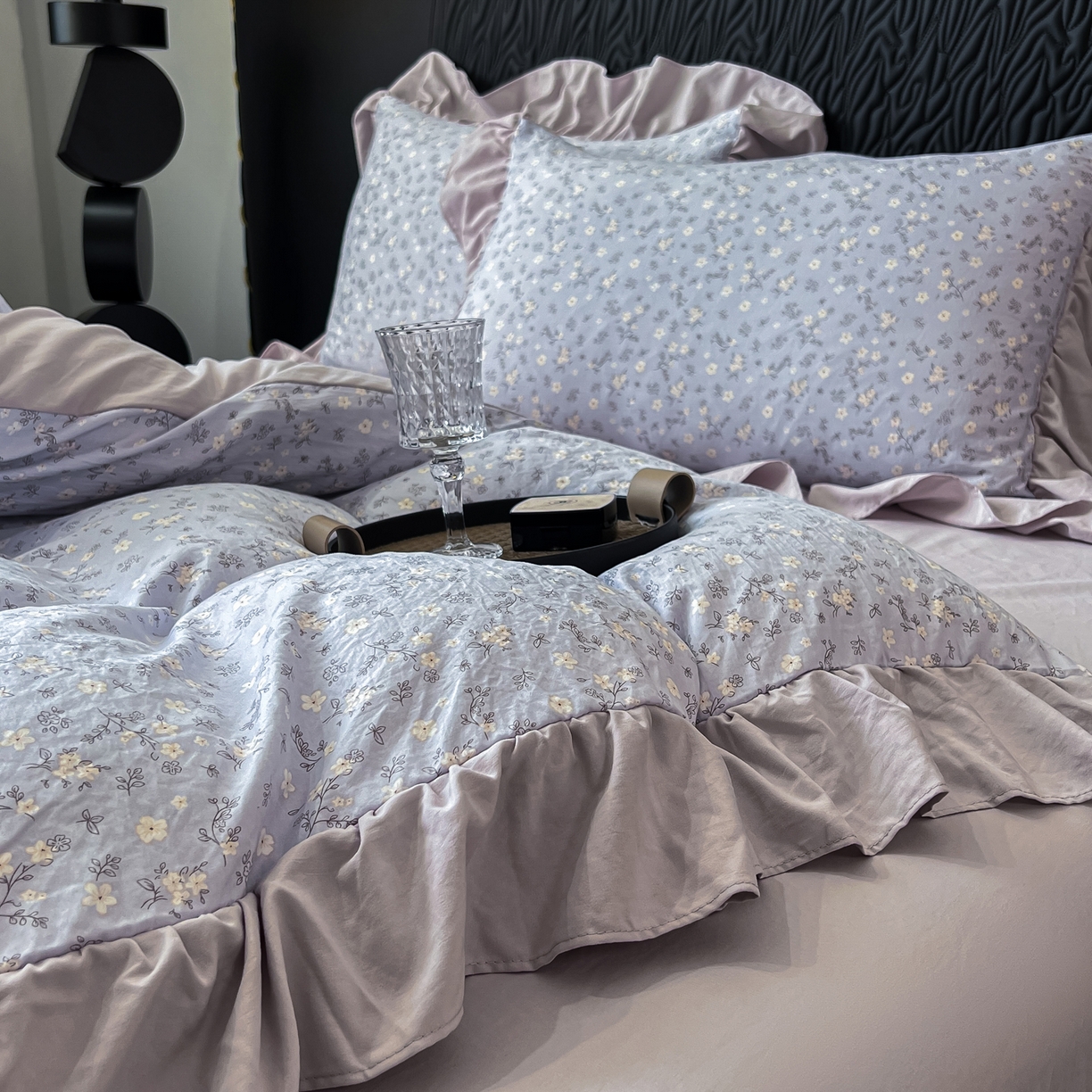 91家纺网 家纺一手货源 找家纺 豫见家纺 2025新款云感棉花边四件套 晴大兰