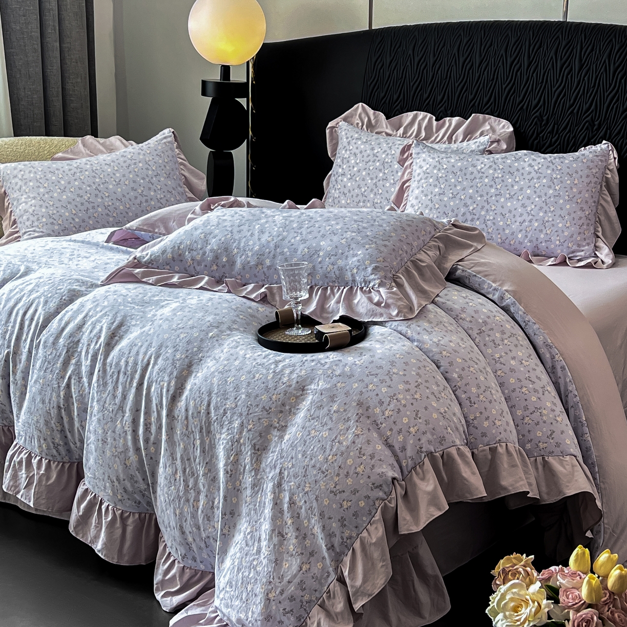 91家纺网 家纺一手货源 找家纺 豫见家纺 2025新款云感棉花边四件套 晴大兰