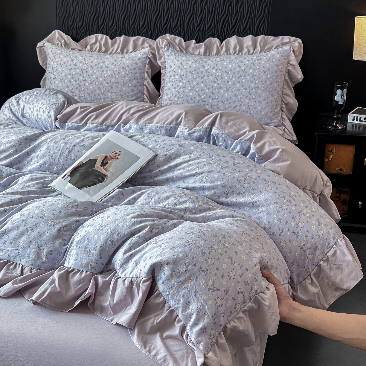 91家纺网 家纺一手货源 找家纺 豫见家纺 2025新款云感棉花边四件套 晴大兰