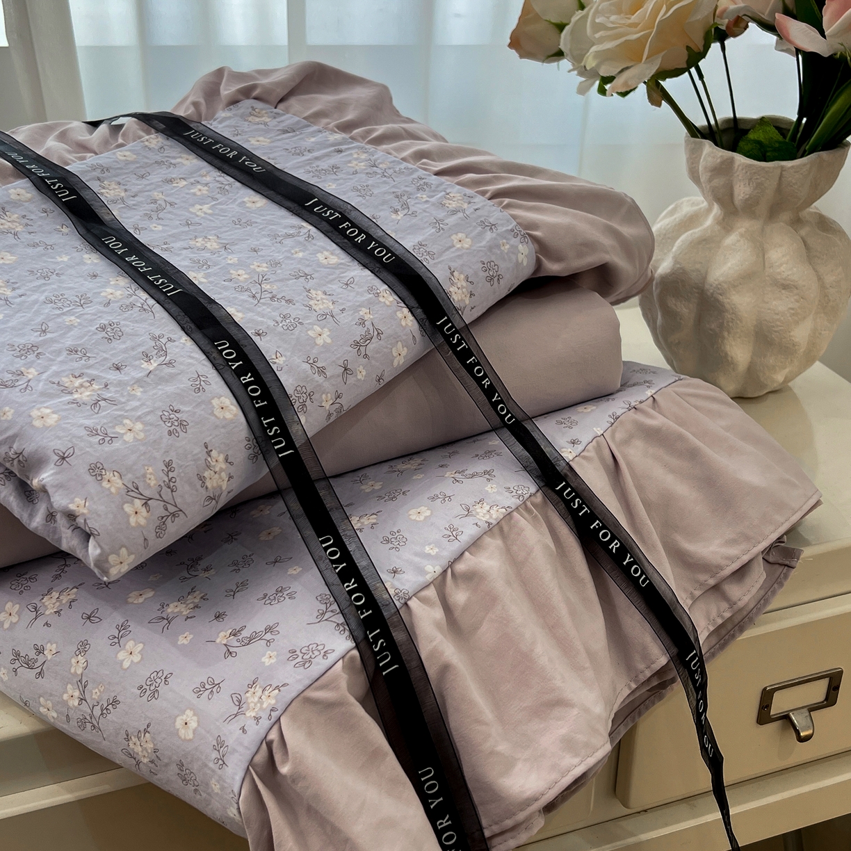 91家纺网 家纺一手货源 找家纺 豫见家纺 2025新款云感棉花边四件套 晴大兰