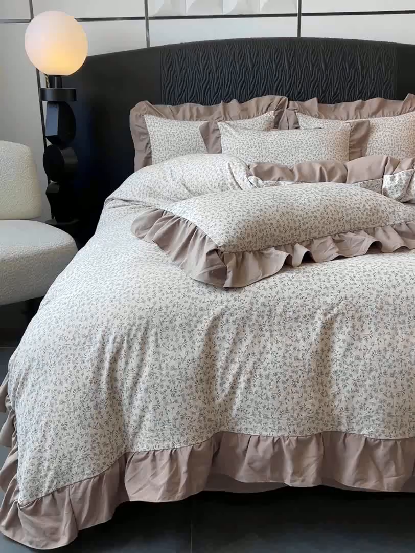 91家纺网 家纺一手货源 找家纺 豫见家纺 2025新款云感棉花边四件套 赫拉