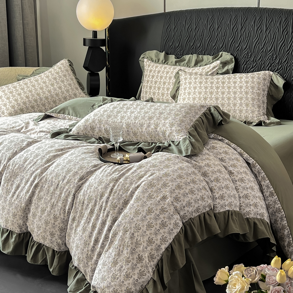 91家纺网 家纺一手货源 找家纺 豫见家纺 2025新款云感棉花边四件套 花间蝴蝶