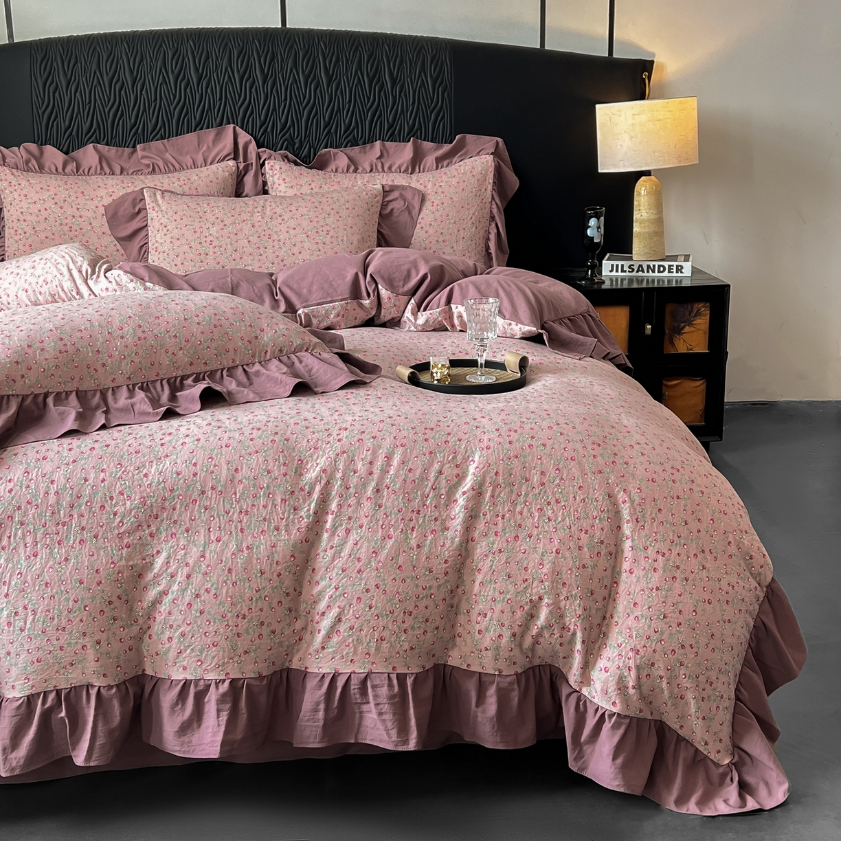 91家纺网 家纺一手货源 找家纺 豫见家纺 2025新款云感棉花边四件套 樱桃季