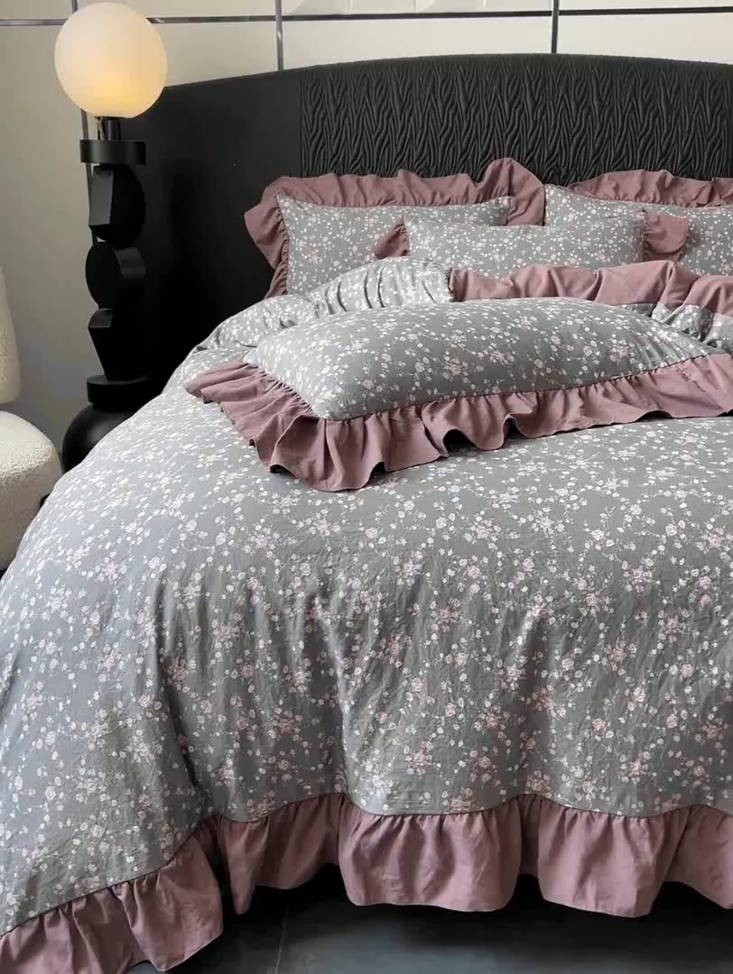 91家纺网 家纺一手货源 找家纺 豫见家纺 2025新款云感棉花边四件套 罗逸唯依