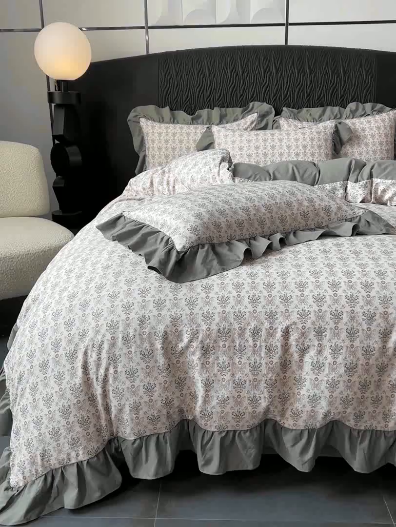 91家纺网 家纺一手货源 找家纺 豫见家纺 2025新款云感棉花边四件套 花间蝴蝶