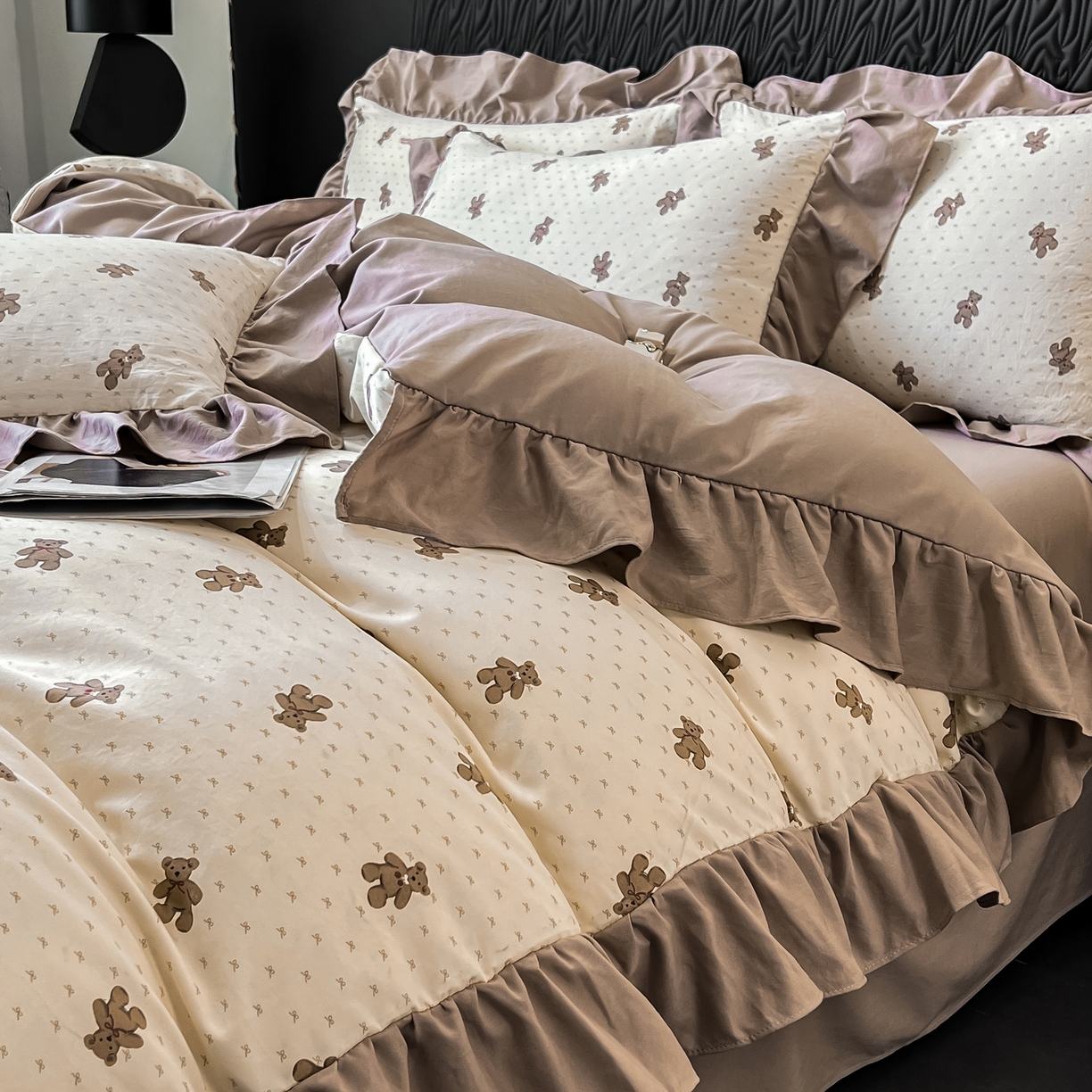 91家纺网 家纺一手货源 找家纺 豫见家纺 2025新款云感棉花边四件套 梦想熊