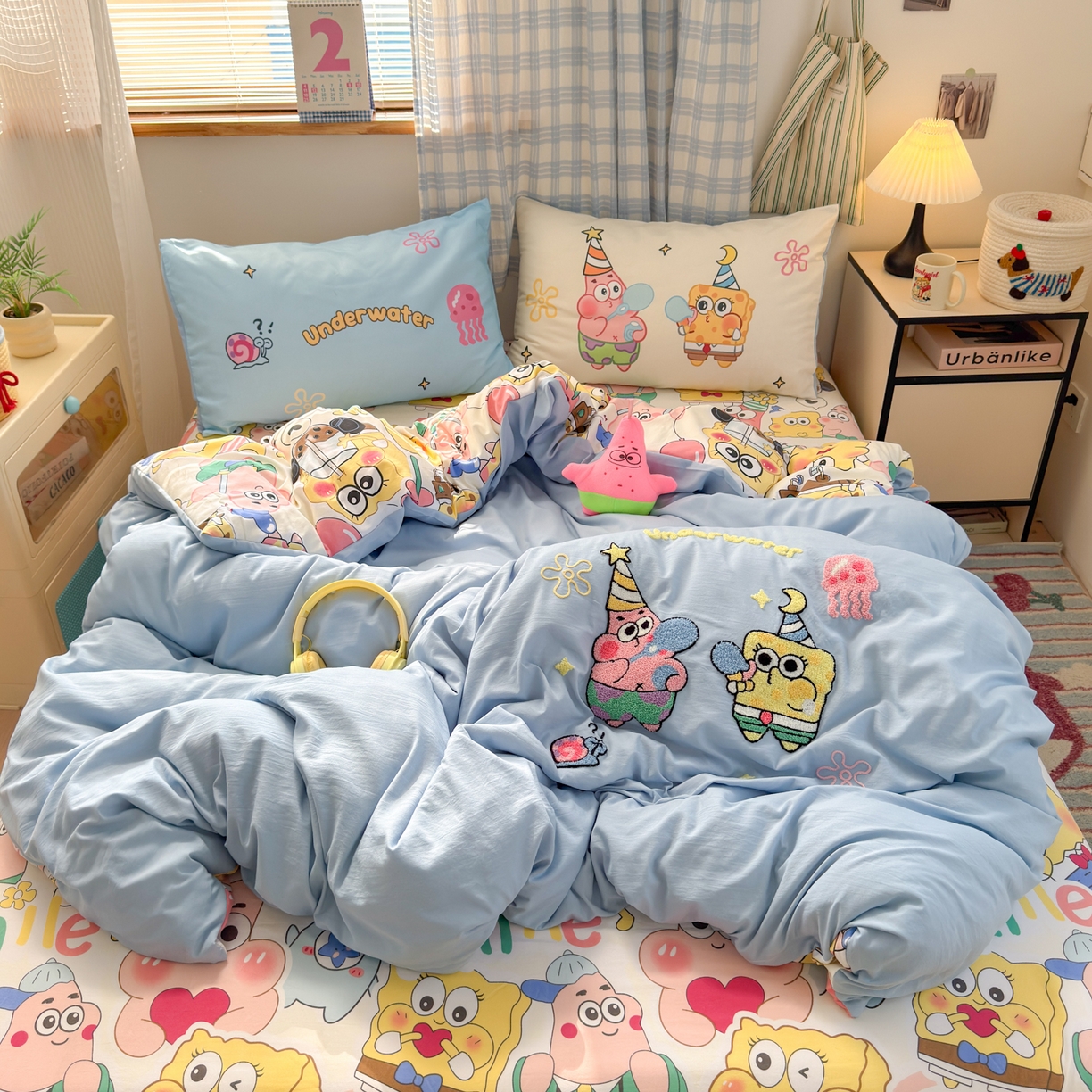 91家纺网 家纺一手货源 找家纺 一霖家纺 2025新款高克重云朵棉毛巾绣印绣四件套-小清新-第四波小清新系列 深海派对