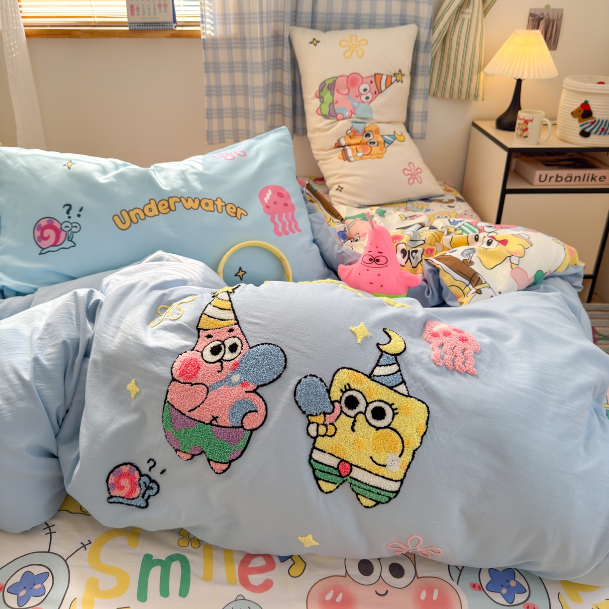 91家纺网 家纺一手货源 找家纺 一霖家纺 2025新款高克重云朵棉毛巾绣印绣四件套-小清新-第四波小清新系列 深海派对