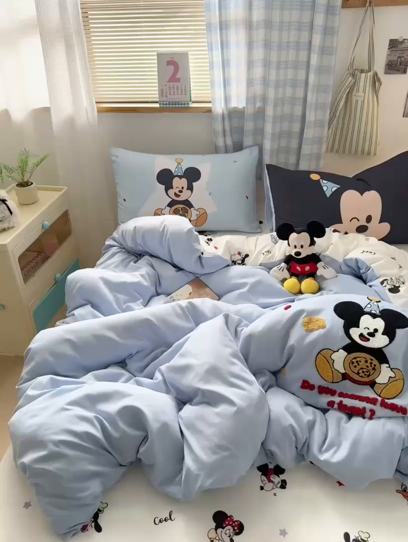 91家纺网 家纺一手货源 找家纺 一霖家纺 2025新款高克重云朵棉毛巾绣印绣四件套-小清新-第四波小清新系列 饼干奇奇