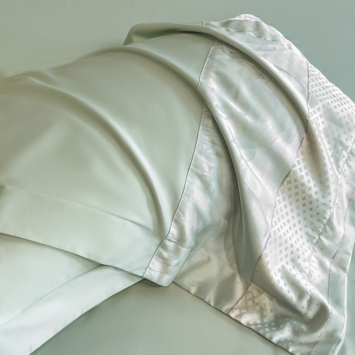 91家纺网 家纺一手货源 找家纺 （总）博纳家纺 2025新款多色色织提花宽边高级简奢款纯棉四件套-山木花亭